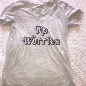 Grey graphic tee with accent neck line